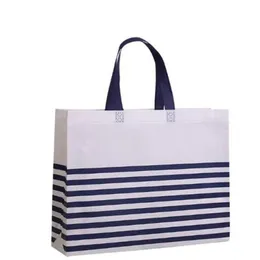 Aufbewahrungsbeutel Fashion Navy Stripe Printed Bag Non-Woven Portable Shopping Bettwäsche für Kleidung Socken Customized Gift WholesaleStorage