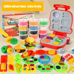 Learning Toys Children DIY Kitchen Clay Pretend Toy Set Burger Plasticine Tool Creative Mold 230329