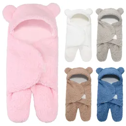 담요 Swaddling 부드러운 태어난 아기 랩 담요 아기 침낭 봉투 100%면 두꺼운 고치 0-6 개월 230330