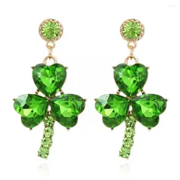 Baumeln Sie Ohrringe grün Celtic Irish Schmuck baumelnde Ohr-Accessoires für Frauen St. Patricks Day mit Kristall S1G8