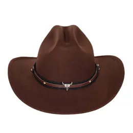 Винтажная корова голова западных ковбойских шляп для мужчин Women Wide Brim Cowgirl Jazz State Gentleman Church Caps Sombrero hombre