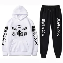 Herrspåriga Gambar Valhalla Tracksuit Varm 2st Set Loose Hoodies Tokyo Revengers Anime Printing Unisex Harajuku Sweatshirtpants Suit 230330