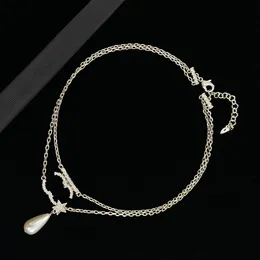 High Quality Luxury Brand Designer Pendants Necklaces Double Letter Choker channel Pendant Necklace Beads Chain Jewelry Accessories Gifts kxx1b