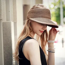 Hüte mit breiter Krempe Strandhut Panama Damen Stroh leer Top 2023 Damen Sommer Sonnenschutz Outdoor Sport Angeln Chapeau Y2k