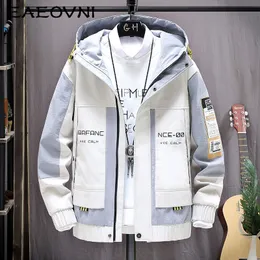 Herrjackor eaeovni mode mens huva japansk streetwear höst vinter män hoodie outwear coat lapptäcke brev topp 230330