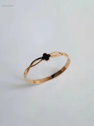 Pulseira de trevo pulseira de aço titânio novo estilo não desbotamento anel ferrugem à prova d' água joias banhadas afvd