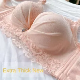 Lingerie de sutiã para mulheres super grossas peito pequeno sem anel de anel de aço espessando 12 cm de lingerie sexy fêmea renda 230330