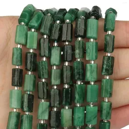 Loose Gemstones 8x11mm Natural Stone Green Emerald Cylinder Shape Spacer Beads For Jewelry Making DIY Handmade Bracelet Accessories