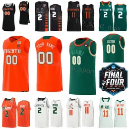 Maglie da basket personalizzate 2023 Final Four College Miami Hurricanes Jersey 2 Isaiah Wong 11 Miller 15 Norchad Omier 24 Nijel Pack 55 Wooga Poplar 4 Bensley Joseph Antho
