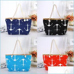 Bolsas de armazenamento âncora de barco shoder shoder design sloth praia de praia bolsas de tela clássica tutes moda viagens de férias entrega de gota ho dhz0a