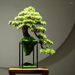 Dekoratif Çiçekler Çin tarzı simülasyon bitkisi bonsai kapalı çamı yeşil saksı sahte ağaç mikro-alet dekorasyon