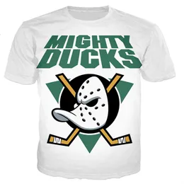 Mens Tshirts Yaz 3d Mighty Ducks Hokey Maskesi Baskı Üstleri Serin Tişört Stick Puck Sports Shortsleeved büyük boy adam Tshirt 230330