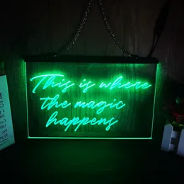 LED-Neonschild „This is Where The Magic Happens“, Heimdekoration, Neujahr, Wand, Hochzeit, Schlafzimmer, 3D-Nachtlicht