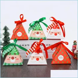 Gift Wrap Merry Christmas Candy Bags Tree Box Xmas Pyramid Paper Cookie Storage Bag Drop Delivery Home Garden Festive Party Dhuza