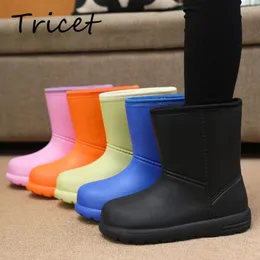 Rain Boot's Eva Short Boots Winter Warm Plush Snö Solid tjock botten Kvinnliga skor utomhus Vattentäta vattenskor 230330