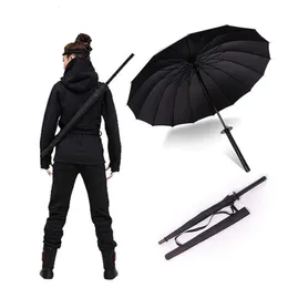 Umbrellas HHYUKIMI Direct Transport Windshield Warrior Sword Sun Umbrella Ninja Style Long Handle Ribbed Manual Opening Umbrella 230330