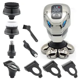 Electric Shavers 5 in 1 High Quality 7D Floating Head Mens Shaver LCD Rechargeable Waterproof Bald Shaving Machine Nose Hair Trimmer 230330