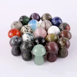 Natural Stone 36mm Mushroom Statue Crystal Home Decoration Amethyst Rose Quartz Crafts Room Ornament