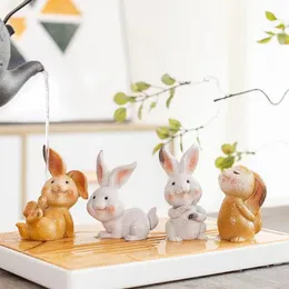 Tea Trays Cute Bunny Color Changing Pet Ornaments Table Decoration Play Small Ceremony Accessories 230330