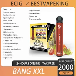 Bang XXL 2000 Puffs Disposable E cigarettes Vape pen Pro Max Vape Pen 800mAh 6ml Battery 2% 5% 6% Pods Bar Prefilled Vapors Kit Paid VS Switch Duo BC Fluum Bar 5000 6000