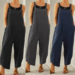 Kobiety Jumpsuits Rompers Women's Loose Rame Strap Scossuit Summer Casual Gread Netc Pants Modna kombinezon Solidny kolor Losowy pasek na ramię 230330