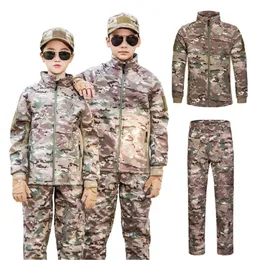 Outdoor Sports Camouflage Kid Child Jacket Pants Set Airsoft Gear Jungle Hunting Woodland Shooting Coat Combat Children Clothing NO05-230