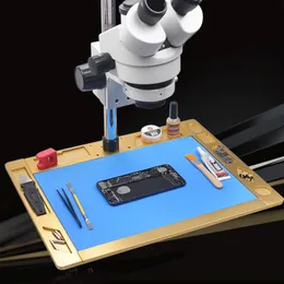 Microscope Metal Stand Base Coldering Station Stainsal Steel Bracket Bracket Platform Aluminy Aluminy Mat Phone Silicone Pad