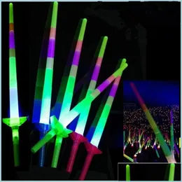 Andra evenemangsfestleveranser Teleskopiska glödpinnar Flash Light Up Toy Fluorescerande Sword Concert Activity Props Christmas Carnival Dhgys