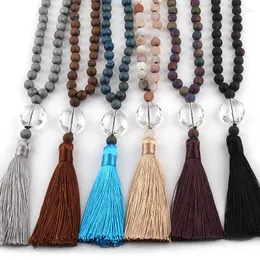 Pendant Necklaces MOODPC Fashion Bohemian Tribal Artisan Jewelry Druzy Stone White Crystal Connect Tassel Women Necklace
