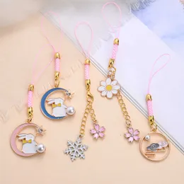 Key Rings New Charms Cartoon Animal Cat سلسلة الهاتف المحمول حقيبة أزياء حقيبة زخرفة حزام حزام الحبل للزوجين Jewlery Aa230329