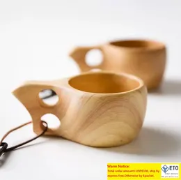 30pcslot Kuksa Cup New Finland Handmade Portable Wooden Cup for Coffee Milk Water Mug Tourism Gift SN656