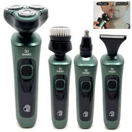 전기 면도기 4 in 1 Smart Shaver LCD 디지털 디스플레이 3ehead 플로팅 면도기 USB 충전식 세척 다기능 수염 나이프 230330