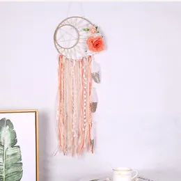 Decorative Figurines Objects & Rose Flower Dream Catcher Handmade Traditional Feather Wall Hanging Car Home DIY Girls Kids Nursery Decoratio