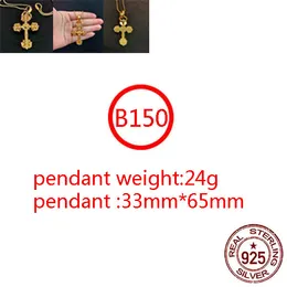 B150 S925 Sterling Silver Prendant stypized Punk Style Retro Hip Hop Simple Gold Plated Gold Cross Flower Mift للعشاق