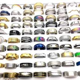 Cluster Rings MixMax 50PCs Men s Stainless Steel Mix Style Fashion Jewelry Wholesale Lot Ring Brand 230329