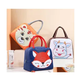 Storage Bags Portable Cartoon Animal Lunch Bag Tote Thermal Food Student Kids Oxford Aluminum Foil Box Picnic Insated Cooler Drop De Dhefi