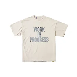 23SS Summer Work in Progress Tee Vintage Tirt Tirt High Street Short Sleeve Mensue Massion tshirts tshirts