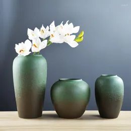 Vases Vintage Zen Ceramic Flower Arrangement Vase Home Rough Pottery Pot Decoration Chinese Living Room Furnishings