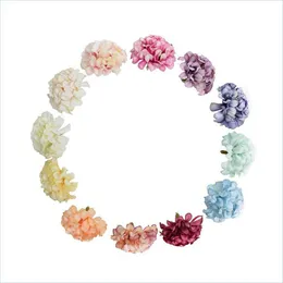Decorative Flowers Wreaths Artificial Hydrangea Flower Head Diy Silk Accessory For Home Party Decoration Fake Drop Deliver Dhlno