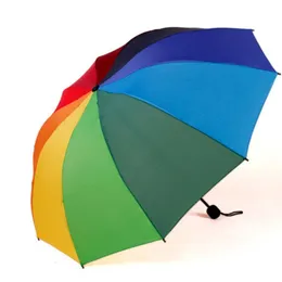 傘の虹の折り畳み傘マニュアルトリプルフォールド傘の女性と男性の傘の雨と日焼け止め傘10リブ230330