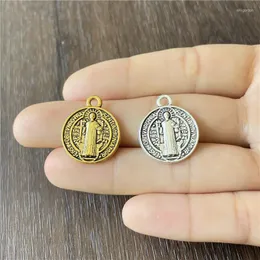 Charms Disc Metal Alloy Pendant Priest Cross Faith For Jewelry Making DIY Prayer Bead Bracelet Necklace Accessories