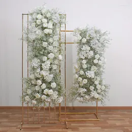 Dekorative Blumen Luxus Baby Atem Gypsophila Rose Blume Reihe Arrangement Hochzeit Hintergrund Dekor Künstliche Blumen Party Events Fenster