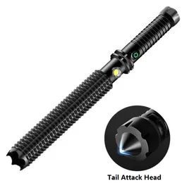 LED -spikad Mace Baseball Bat ficklampa Långt taktisk ficklampa Torch Outdoor Emergency Lamp Lampe