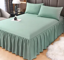 Кровать юбка с твердым цветом кровать односпальная кровать без скольжения. Справо 230330