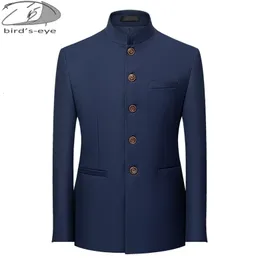 Mäns kostymer blazrar 6Color Men's Solid Color Stand Collar Suit kinesisk stil Slim Fit Blazer Male Zhongshan kostym Jacka kinesisk tunika kostym 230329