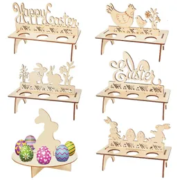 Other Event Party Supplies Easter Decoration for Home Wooden Egg Holder Shelves DIY Craft Handmade Ornaments Kids Gift Happy Decor 230330