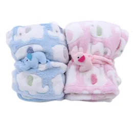 Cobertores panos de desenho animado de elefante adorável Baby Baby Born Elephant Air Conditioner Quilt Coral Velvet Pillow Quilt Dual Propósito Baby Produto 230329