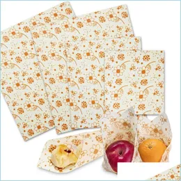 Other Kitchen Tools 3 Pcs Reusable Beeswax Food Wrap Recyclable Bee Wax Preservation Wraps Sandwich Fruits Storage Wrapper Drop Deli Dhhfo