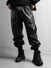 Jeans homme Cargo pantalon en cuir automne hiver classique département sombre mode tendance poche décoration ample surdimensionné 230330