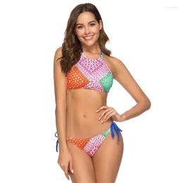 Women's Swimwear 2023 High Neck Bikini Women Brazil Beach Biquini Bandage Swimsuit Patchwork Push Up Bathing Suit Bandeau Swim Wear1